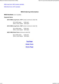 Msq Sample Minnesota Satisfaction Questionnaire (MSQ) | PDF | Job Satisfaction ...