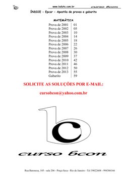 www.baluta.com.br 
Rua Baronesa, 105 - sala 206 - Praça Seca - Rio de Janeiro - Tel 39022608 - 994306166 
ÍNDICE - Epcar - Ap