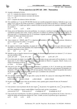 www.baluta.com.br 
EPCAR - 2001 - Matemática 
1                                                          Rua Baronesa, 705 -