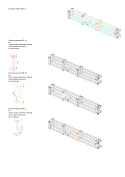 Frame component FR_2c
x4
25mm square aluminium tubing
2mm material thickness
6.5mm Ø holes
12.50
12.50
105.50
37.50
210.00
Fr