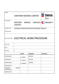 Client:	  
CHEVRON	  NIGERIA	  LIMITED	  
	  	  
Contractor:	  
ROFCOM	  
ENERGY	  
SERVICES	  
LIMITED