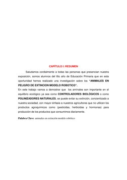 CAPÍTULO I: RESUMEN 
 
Saludamos cordialmente a todas las personas que presencian nuestra 
exposición, somo