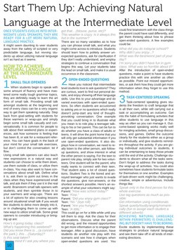 10
Start Them Up: Achieving Natural 
Language at the Intermediate Level
ONCE STUDENTS EVOLVE INTO INTER­
MEDIATE LEVEL SPEAKE