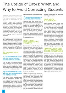 8
“I teached math in my home coun­
try,” a student shares on career day. 
The teacher raises her eyebrows 
and waits for the