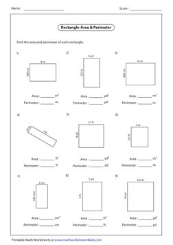 Area and Perimeter Worksheets | PDF