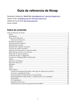 Guía de referencia de Nmap 
Recopilación realizada por: Gerick Toro <gerickt@gmail.com> (mailto:gerickt@gmail.com) (http://gr