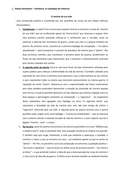 2 
Pesso Ortonimo - Tematica: A nostalgia da infancia 
 
O menino de sua mãe 
- Esta composição poética é constituída por sei
