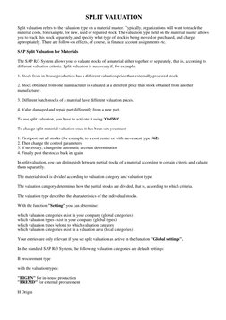 SAP Split Valuation Configuration Guide | PDF | Valuation (Finance ...