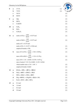 Chemistry for the IB Diploma 
Copyright Cambridge University Press 2011. All rights reserved. 
Page 2 of 4 
8 
a 
27.3% 
[1]