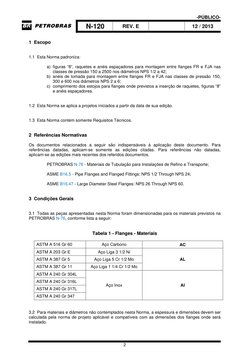 -PÚBLICO-
N-120 
REV. E 
 
12 / 2013 
 
2 
 
1  Escopo 
 
 
1.1  Esta Norma padroniza: 
 
a) figuras “8”, raquetes e anéis es