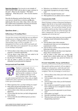 VUW CAREER DEVELOPMENT AND EMPLOYMENT  © 
Behavioural/Competency-based Interviews   2      
Interview Question: Can you give