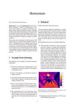 Homeostasis
Not to be confused with hemostasis (https://en.wikipedia.org/wiki/Hemostasis).
Homeostasis, also spelled (https:/