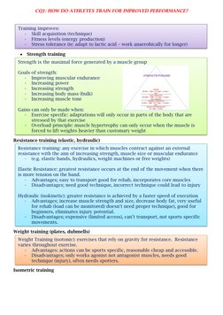 CQ1: HOW DO ATHLETES TRAIN FOR IMPROVED PERFORMANCE? 
 
 
 Strength training 
 
Resistance training (elastic, hydraulic)