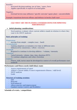 CQ2: WHAT ARE THE PLANNING CONSIDERATIONS FOR IMPROVING 
PERFORMANCE? 
 
 Initial planning considerations 
 
Performance