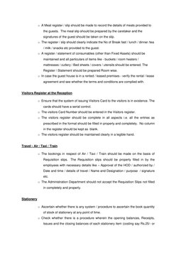 o A Meal register / slip should be made to record the details of meals provided to
the guests. The meal slip should be pr
