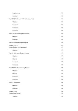 Requirements 
14 
Exercise 1 
14 
Part B: SCAA Sensory Skills Protocol and Test 
14 
Objective 
14 
Exercise 1 
14 
Exercise