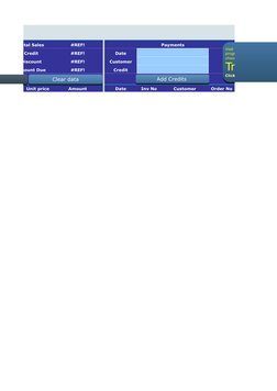 Total Sales
#REF!
Payments
Credit
#REF!
Date
Discount
#REF!
Customer
Amount Due
#REF!
Credit
 Unit price 
 Amount 
Date
Inv N