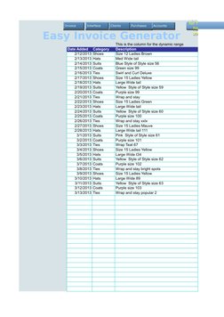 This is the column for the dynamic range
Date Added
Category
Description
2/12/2013 Shoes
Size 12 Ladies Brown
2/13/2013 Hats