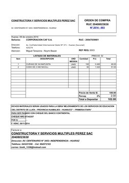 Modelo de Orden de Compra en Perú | PDF | Finanzas y dinero