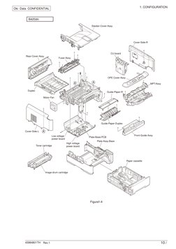 43984801TH　Rev.1 
10 /
Oki  Data  CONFIDENTIAL
1. CONFIGURATION
A
A
A’
A’
Stacker-Cover-Assy
Cover-Side-R
Cover-Side-L
Plate-