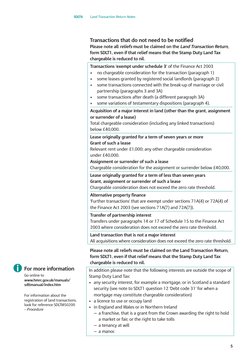 SDLT6 
Land Transaction Return Notes 
Transactions that do not need to be notified  
Please note all reliefs must be claimed