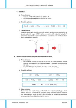FACULTAD DE QUÍMICA E INGENIERÍA QUÍMICA 
 
Práctica de Laboratorio Nº 6 
Página 9 
 
3.2. Método 2 
 
a) Procedimiento: 
-