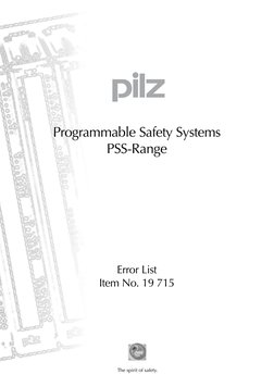 The spirit of safety.
Programmable Safety Systems
PSS-Range
Error List
Item No. 19 715