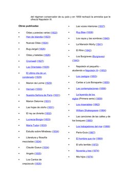 del régimen conservador de su país y en 1859 rechazó la amnistía que le
ofrecía Napoleón III.
Obras publicadas

Odas y poesí