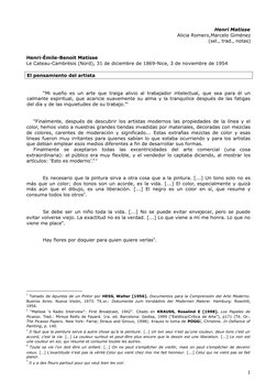 Henri Matisse
Alicia Romero,Marcelo Giménez
(sel., trad., notas)
Henri-Émile-Benoit Matisse
Le Cateau-Cambrésis (Nord), 31 de
