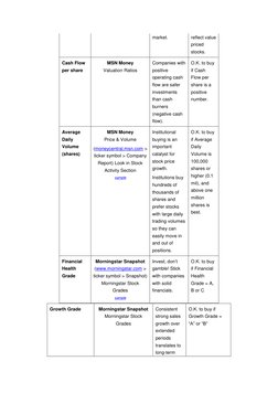 market. 
reflect value 
priced 
stocks.   
Cash Flow 
per share 
MSN Money 
Valuation Ratios 
Companies with 
positive 
opera