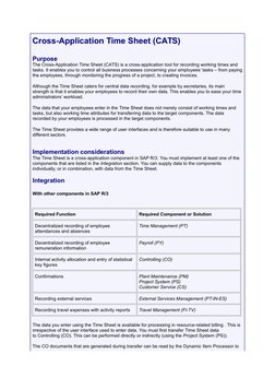Cross-Application Time Sheet (CATS) 
Purpose
The Cross-Application Time Sheet (CATS) is a cross-application tool for recordin