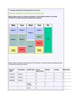 Example: Distribution of Working Time for One Day
Example: Distribution of Working Time for One Day
Marcus Adams works as a