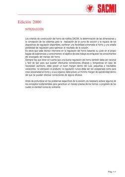 Pág. 1-1
Edición 2000
INTRODUCCIÓN
Los criterios de construcción del horno de rodillos SACMI, la determinación de las dimen