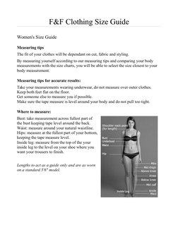 F&F Clothing Size Guide Overview | PDF | Clothing | Softlines (Retail)