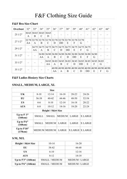 39f Size F&F Clothing Size Guide Overview | PDF | Clothing | Softlines (Retail)
