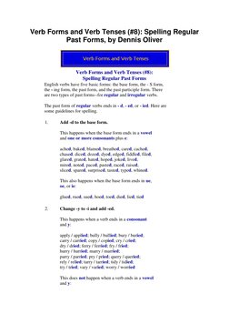 Verb Forms and Verb Tenses (#8): Spelling Regular 
Past Forms, by Dennis Oliver 
 
 
Verb Forms and Verb Tenses (#8): 
Spelli