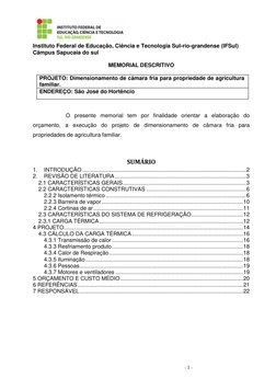 - 1 - 
Instituto Federal de Educação, Ciência e Tecnologia Sul-rio-grandense (IFSul) 
Câmpus Sapucaia do sul 
 
MEMORIA