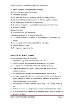 LENGUA CASTELLANA PRIMERO DE BACHILLERATO 
SIGNOS DE PUNTUACIÓN. EJERCICIOS. 
Página 2 
 
31. Júpiter rey de los dioses gober