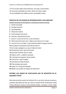 LENGUA CASTELLANA PRIMERO DE BACHILLERATO 
SIGNOS DE PUNTUACIÓN. EJERCICIOS. 
Página 4 
 
14. En la reunión había cuatro pers
