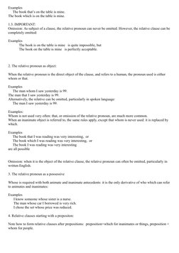 Examples 
     The book that’s on the table is mine.
The book which is on the table is mine.
1.3. IMPORTANT:
Omission: As sub