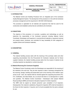 Material Handling Control Procedure | PDF | General Contractor ...