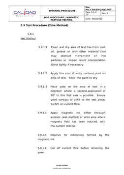 NDE Procedure for Magnetic Particle Testing | PDF | Nondestructive ...