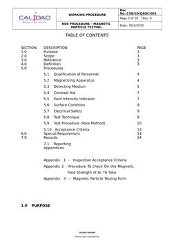 NDE Procedure for Magnetic Particle Testing | PDF | Nondestructive ...