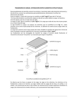 3 
 
TRASMISIÓN DE CARGAS. INTERACCIÓN ENTRE ELEMENTOS ESTRUCTURALES 
 
Este procedimiento nos permite conocer las acciones y