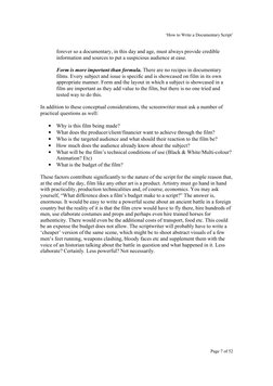 Documentary Script Writing Guide | PDF | Documentary Film | Filmmaking