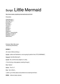 Script: Little Mermaid
http://www.meeko.org/disney/mermaid/script-print.html (http://www.meeko.org/disney/mermaid/script-prin