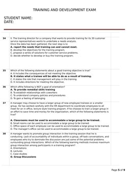 TRAINING AND DEVELOPMENT EXAM
STUDENT NAME:                                                                                
D