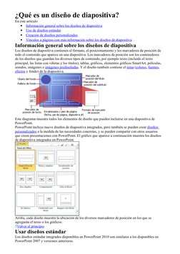 ¿Qué es un diseño de diapositiva?
En este artículo

Información general sobre los diseños  (http://office.microsoft.com/es-e