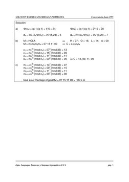 SOLUCION EXAMEN SEGURIDAD INFORMÁTICA 
Convocatoria Junio 1995 
 
 
  
 
Dpto. Lenguajes, Proyectos y Sistemas Informáticos E