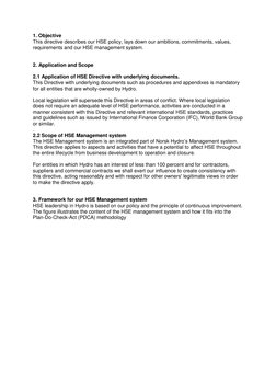 1. Objective 
This directive describes our HSE policy, lays down our ambitions, commitments, values, 
requirements and our HS